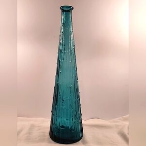 Vintage EMPOLI Aqua Blue Bamboo Wax Drip Genie Bottle Made in Italy NO STOPPER